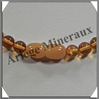 AMBRE - Collier Perles 6 mm - Caramel Clair - 43 cm - C001