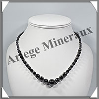 HEMATITE Magntique - Collier Perles 4  12 mm en dgrad - 43 cm - M003