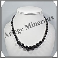 HEMATITE Magntique - Collier Perles 4  12 mm en dgrad - 44 cm - M004