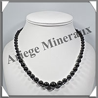 HEMATITE Magntique - Collier Perles 4  12 mm en dgrad - 43 cm - M005