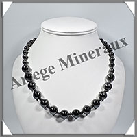HEMATITE Magntique - Collier Perles 8  12 mm en dgrad - 47 cm - M001