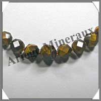 OEIL DE TIGRE - Collier Perles Facetes 4  12 mm en dgrad - 43 cm - A002