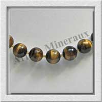 OEIL DE TIGRE - Collier Perles 12 mm - 43 cm - A007