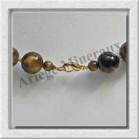 OEIL DE TIGRE - Collier Perles 12 mm - 43 cm - A007