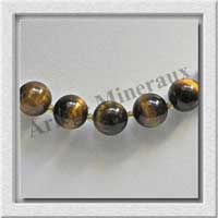 OEIL DE TIGRE - Collier Perles 12 mm - 44cm - A008