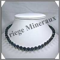 PIERRE DE NUIT (Synthse) - Collier Perles Facetes 8 mm - 48 cm - A006