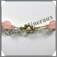 QUARTZ ROSE - Collier Perles Facetes 8 mm - 49 cm - A001