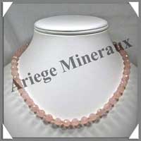 QUARTZ ROSE - Collier Perles Facetes 8 mm - 47 cm - A002
