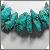 TURQUOISE (Vritable) - Collier Compos - Nuggets Baroques (Taille Moyenne) - 57 cm - P003