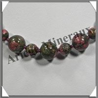 UNAKITE - Collier - Perles 8 et 12 mm en dgrad - 42 cm - M001