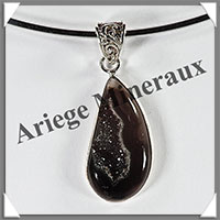 AGATE CRISTALLISEE - Pendentif Argent - Free Form - 35x15 mm - W001