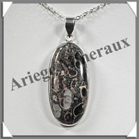JASPE FOSSILE - Pendentif Argent - Ovale - 35x15 mm - W001